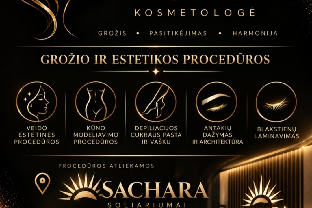 SACHARA SOLIARIUMŲ IR GROŽIO STUDIJA -KOSMETOLOGĖ INGRIDA SAVELJEVA (Nebe Egėja grožio salonas), Pilaite, Vilnius